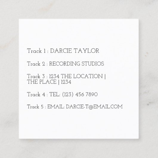 記録的なアルバムカバーデザインテーマあなた自身の音楽 スクエア名刺 (裏面)