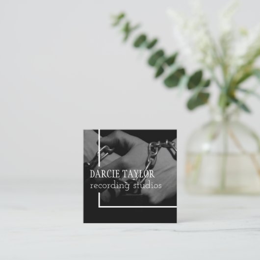 記録的なアルバムカバーデザインテーマあなた自身の音楽 スクエア名刺 (スタンド正面)