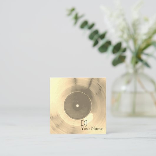 記録的なプレートの金ゴールドの輝やきのラベルの一見 スクエア名刺 (スタンド正面)