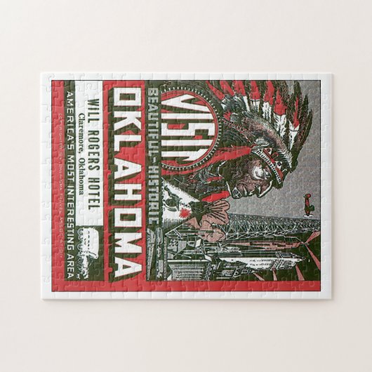 訪問のオクラホマのヴィンテージ旅行ポスターアートワーク ジグソーパズル (横)