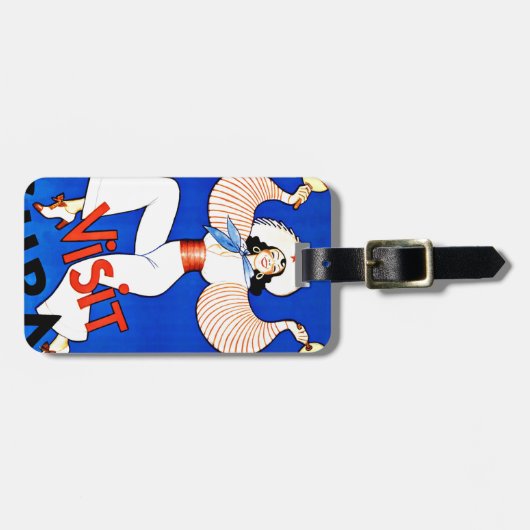 訪問のキューバのカリブのなヴィンテージ旅行 ラゲッジタグ (正面横)