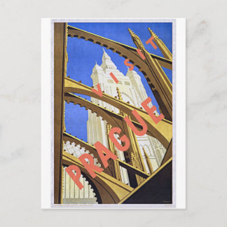 訪問のプラハのヴィンテージ旅行ポスター芸術 ポストカード