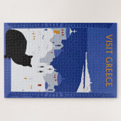 訪問ギリシャのSantoriniのヴィンテージ旅行ポスター ジグソーパズル (横)