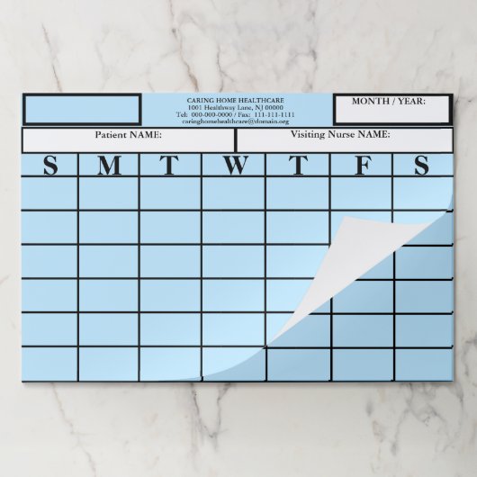 訪問ナース患者カレンダー青 ペーパーパッド (折り畳み)