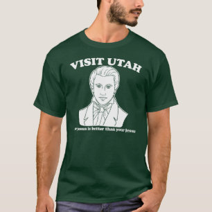 訪問ユタは私達のイエス・キリストよりよいです-おもしろいなモルモン教 Tシャツ
