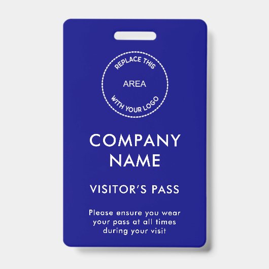 訪問者が会社名ロゴブルーをパス バッジ (表面)