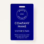 訪問者が会社名ロゴブルーをパス バッジ (正面)