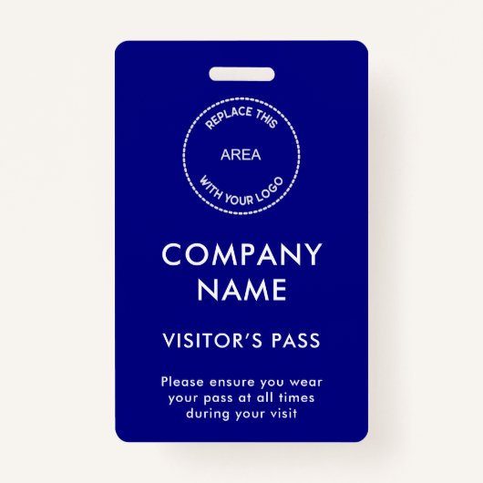 訪問者が会社名ロゴブルーをパス バッジ (正面)