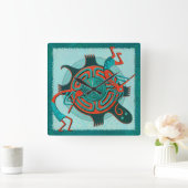 訪問者のAnasaziの原産の民芸 スクエア壁時計 (ホーム)