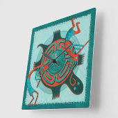 訪問者のAnasaziの原産の民芸 スクエア壁時計 (傾斜)