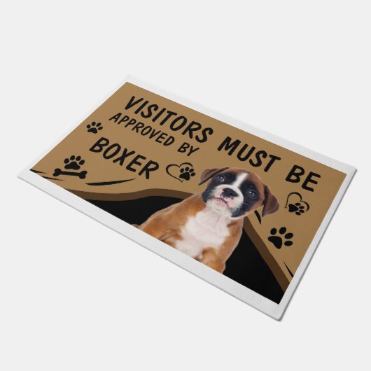 訪問者はSpringer Boxerによって承認されなければならないスパニエル犬 ドアマット (アングル)