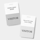 訪問者ID (白と灰色の垂直カスタマイズ) バッジ (正面＆裏面)