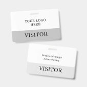 訪問者ID (白と灰色の水平カスタマイズ) バッジ (正面＆裏面)