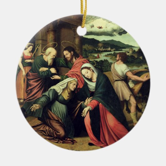 訪問(パネルの油) 2 セラミックオーナメント (正面)