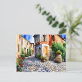 設定の石畳の地中海のパス ポストカード (スタンド正面)