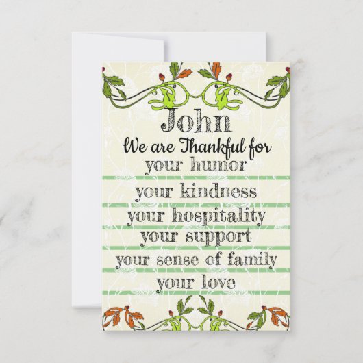 設定カードの配置  サンキューカード (正面)