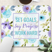 設定ゴール祈りの言葉の作業懸命水色フローラ マウスパッド