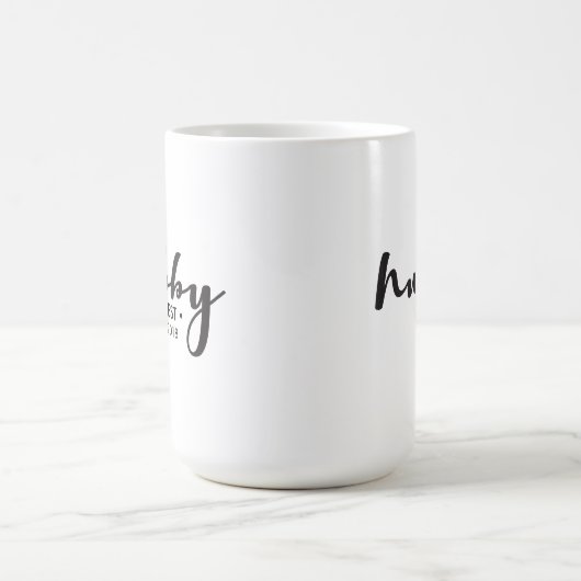設立されたパーソナライズされた年のハビーモダン脚本 モーフィングマグカップ (中央)