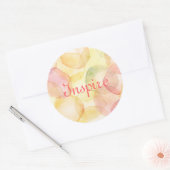 設計された抽象芸術の背景（水色） ラウンドシール (封筒)