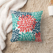 設計されているダリアPinnata (のティール（緑がかった色）オレンジ、青) クッション (ブランケット)