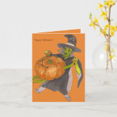 設計されているハロウィンの魔法使いのカボチャダンス色 カード (黄色い花)