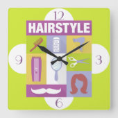 設計されている専門の美容師の画像的 スクエア壁時計 (正面)