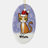 設計して下さいあなた自身の漫画猫(クリスマス)を セラミックオーナメント (右)