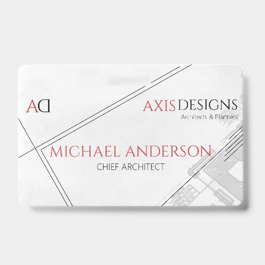 設計図を使用した設計担当従業員名バッジ バッジ (正面)