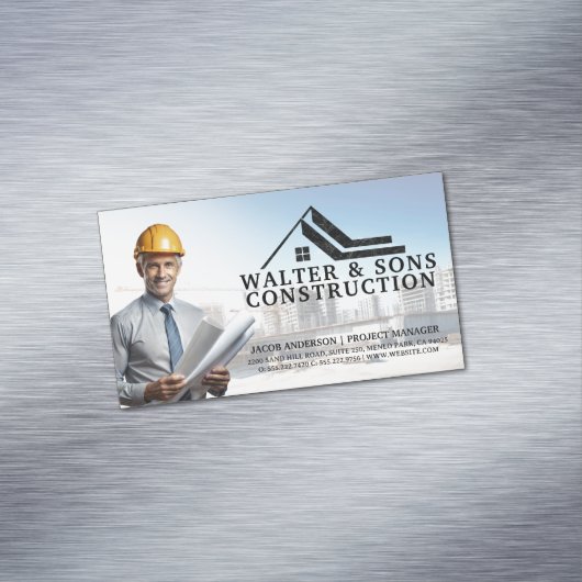 設計図を保持する設計者 | 建築サイト マグネット名刺 (インサイチュ)