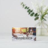 設計図を見るエンジニア 名刺 (スタンド正面)