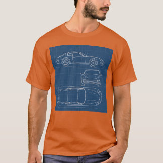 設計図スタイル スポーツカー デザイン 漫画 Tシャツ