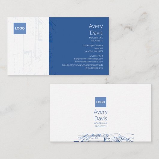 設計図モダン設計者 名刺 (正面/裏面)