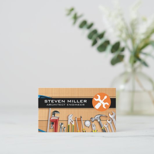 設計図回路図 |ハンドツール |木材 名刺 (スタンド正面)