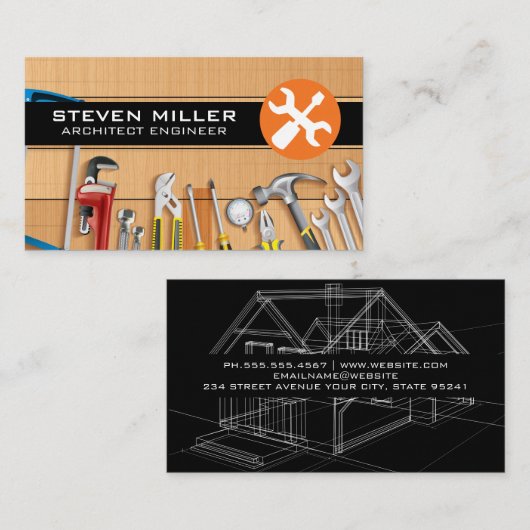 設計図回路図 |ハンドツール |木材 名刺 (正面/裏面)