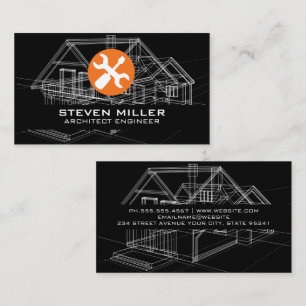 設計図回路図 建築家の大工ツール 名刺