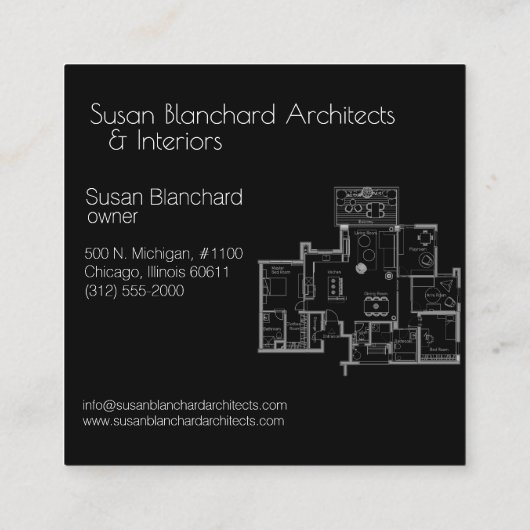 設計者およびインテリア設計者の名刺 スクエア名刺 (裏面)