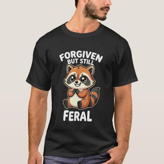 許されたけどまだ荒々しいイタズラアライグマ かわいい Tシャツ (正面)