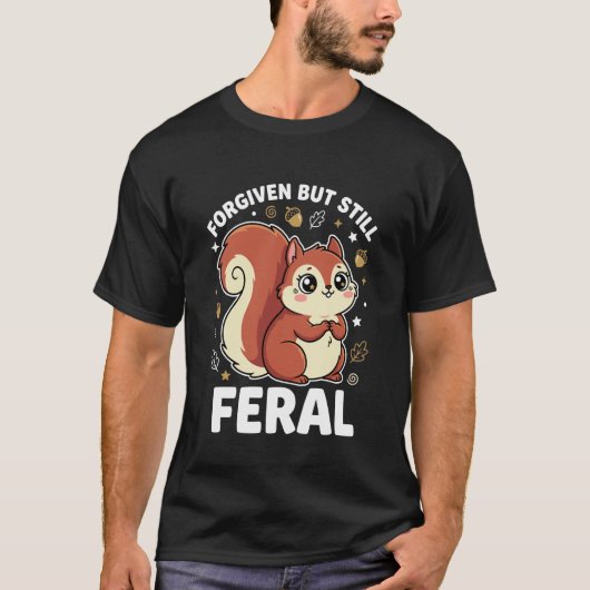 許されたけどまだ野生のナッツみたいな可愛いリス かわいい Tシャツ (正面)