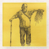 許してくれ、私の鉛筆が私にそれをさせた ガラスコースター (正面)