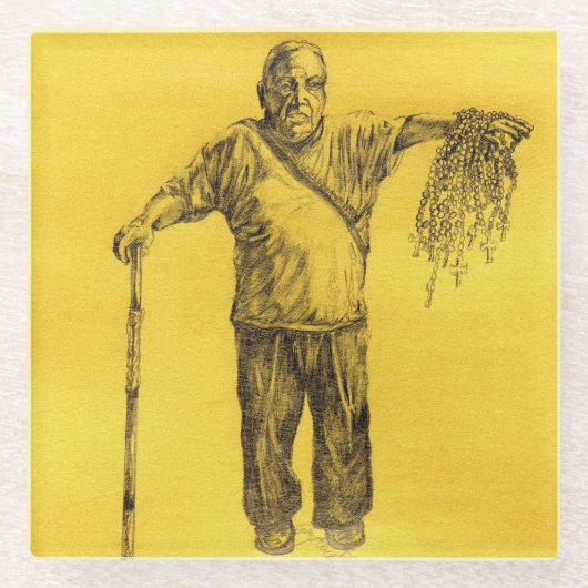 許してくれ、私の鉛筆が私にそれをさせた ガラスコースター (正面)