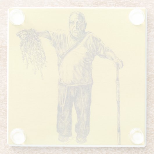 許してくれ、私の鉛筆が私にそれをさせた ガラスコースター (裏面)