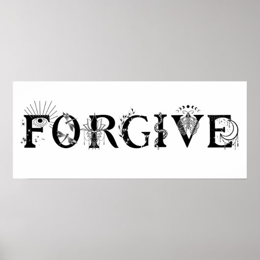 許す感動的ワードアートロータスムーンスピリチュアル ポスター (正面)