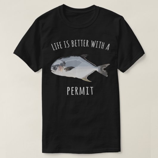 許可魚の方が命が好おもしろいい Tシャツ (デザイン正面)