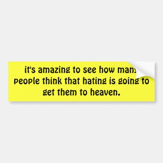 許容対憎悪 バンパーステッカー (正面)