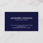 訳者の英語-スペイン語男らしい 名刺 (裏面)
