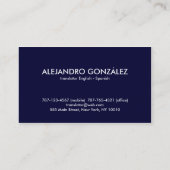 訳者の英語-スペイン語男らしい 名刺 (裏面)