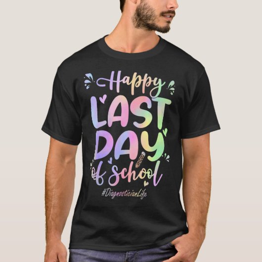 診断の幸せな学校の絞り染め Tシャツ (正面)