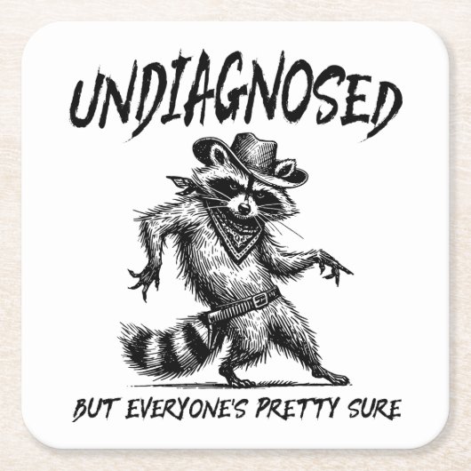 診断はされないが誰もが確かわいらし実だおもしろい スクエアペーパーコースター (正面)