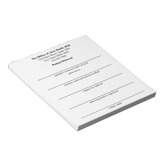 診療情報提供書 - 医院 ホワイト ノートパッド (アングル)
