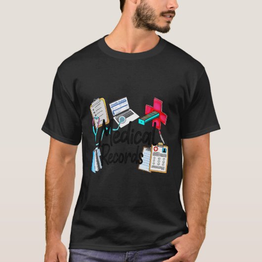 診療記録聴診器医療補助看護婦 Tシャツ (正面)